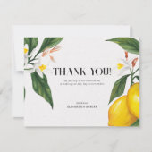 Lemon White Blume Watercolor Wedding Suite Dankeskarte (Vorderseite)
