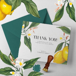 Lemon White Blume Watercolor Wedding Suite Dankeskarte