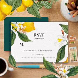 Lemon White Blume Watercolor Wedding Suite RSVP Karte