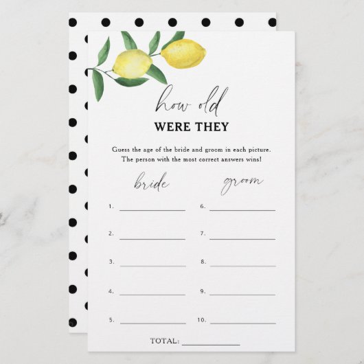 Lemon - Wie alt waren sie ein Bridgame (Vorne/Hinten)