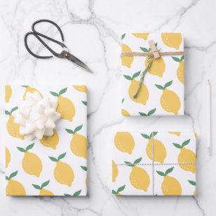Lemon Wrapping Paper Flat Sheet Set 3 Geschenkpapier Set