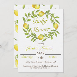 Lemon Wreath Baby Shower Einladung