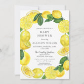 Lemon Wreath Gender Neutral Baby Dusche Einladung (Vorderseite)