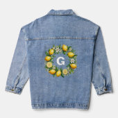 Lemon Wreath Mit Monogramm Initial Elegant Stilvol Jeansjacke (Rückseite)