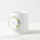 Lemon Wreath Monogram Kaffeetasse (Vorderseite Links)