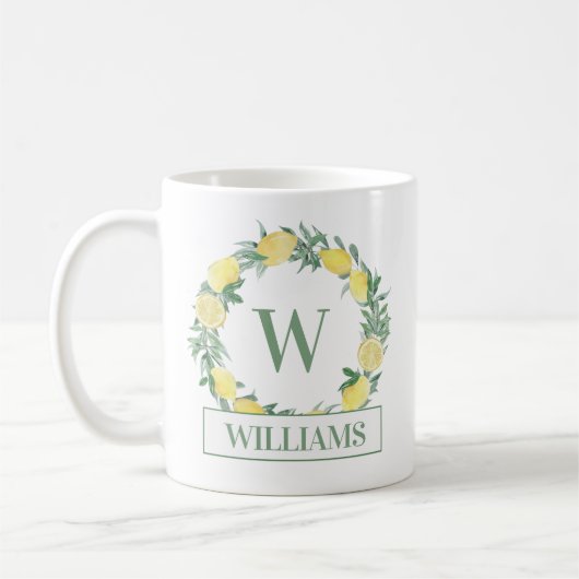 Lemon Wreath Monogram Kaffeetasse (Links)