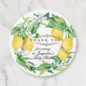 Lemon Wreath Watercolor Babydusche Vielen Dank Geschenkanhänger (Vorderseite)