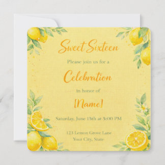 "Lemon-y" Sweet 16 invite  Einladung