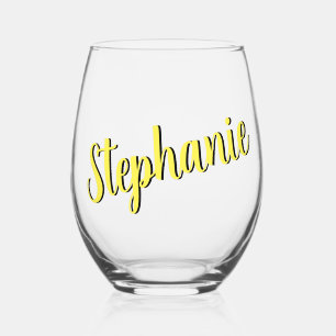 Lemon Yellow 3D Eleganter handgeschriebener Style Weinglas Ohne Stiel