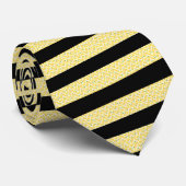 Lemon Yellow and Black Striped Neck Tie Krawatte (Gerollt)