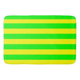 Lemon Yellow and Lime Green Stripes  Badematte