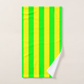 Lemon Yellow and Lime Green Stripes Badhandtuch Set (Handtuch)