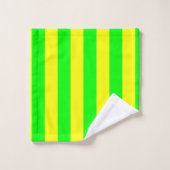 Lemon Yellow and Lime Green Stripes Badhandtuch Set (Waschlappen)