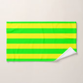 Lemon Yellow and Lime Green Stripes Badhandtuch Set (Handtuch)