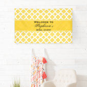Lemon Yellow and White Quatrefoil Pattern Bridal Banner (Insitu)