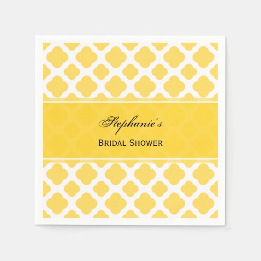 Lemon Yellow and White Quatrefoil Pattern Bridal Serviette (Vorderseite)
