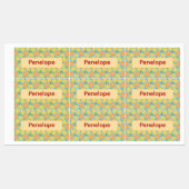 Lemon yellow blue pattern Labels with name Etiketten (Blatt)