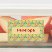 Lemon yellow blue pattern Labels with name Etiketten (Befestigt)