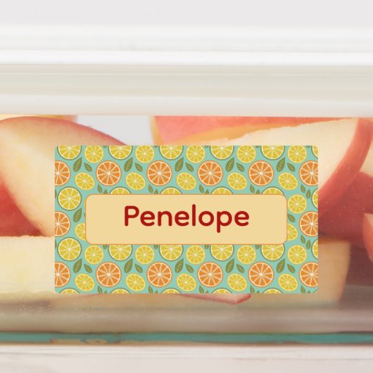 Lemon yellow blue pattern Labels with name Etiketten (Befestigt)