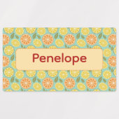 Lemon yellow blue pattern Labels with name Etiketten (Design 1)