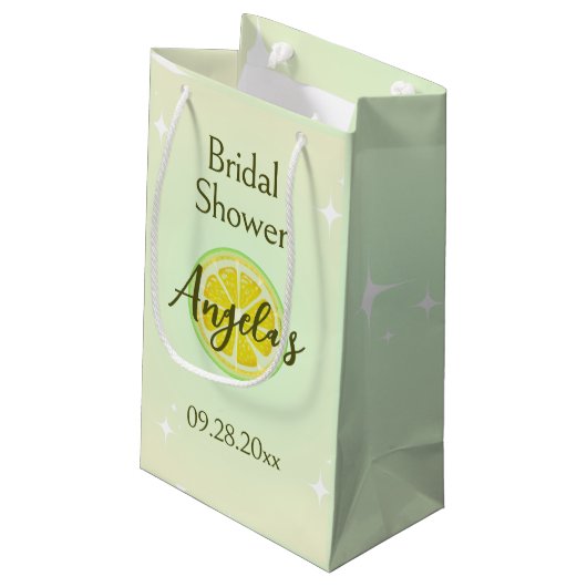 Lemon Yellow Brautparty Geschenktasche Kleine Geschenktüte (Rückseite Schrägansicht)
