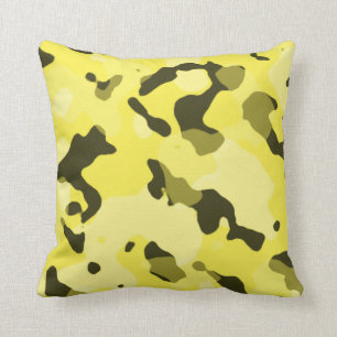 Lemon Yellow Camouflage; Camouflage Kissen