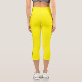 Lemon Yellow Capri Leggings with Black Side Stripe (Rückseite)