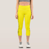 Lemon Yellow Capri Leggings with Black Side Stripe (Vorderseite)