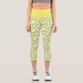Lemon Yellow Citrus Frucht Botanisches Muster Capri Leggings (Vorderseite)