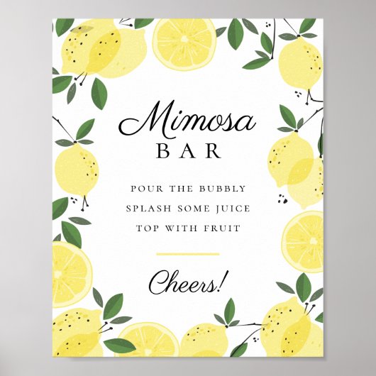 Lemon Yellow Citrus Mimosa Bar Sign Poster (Vorne)