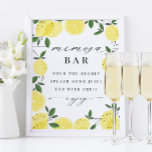 Lemon Yellow Citrus Mimosa Bar Sign Poster<br><div class="desc">Lemon Yellow Citrus Mimosa Bar Sign</div>