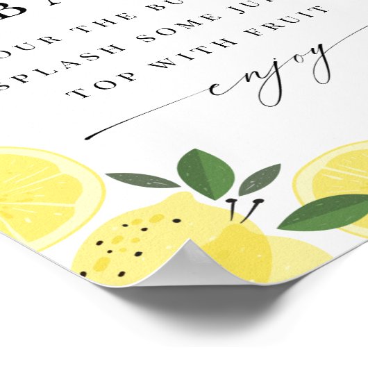 Lemon Yellow Citrus Mimosa Bar Sign Poster (Ecke)