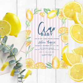 Lemon Yellow Citrus Retro Modern Baby Shower Einladung