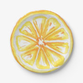 Lemon Yellow Citrus Retro Modern Baby Shower Pappteller (Vorderseite)