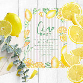 Lemon Yellow Citrus Retro Moderne Babydusche Einladung