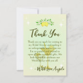 Lemon Yellow Cocktail Party Brautparty Dankeskarte (Vorderseite)