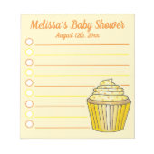 Lemon Yellow Cupcake Sprinkles Baby Brautparty Notizblock (Vorderseite)