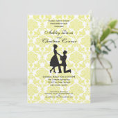 Lemon Yellow Damask Einladungen (Stehend Vorderseite)