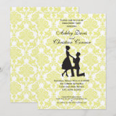 Lemon Yellow Damask Einladungen (Vorne/Hinten)
