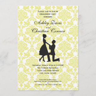 Lemon Yellow Damask Einladungen