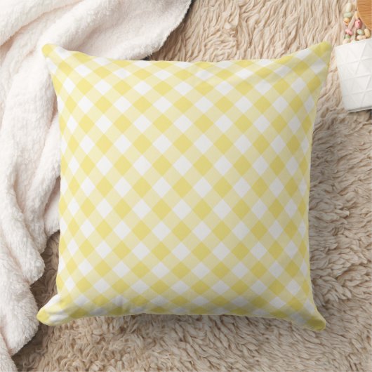 Lemon Yellow Diagonal Karo Gingham Pattern Kissen (Decke)