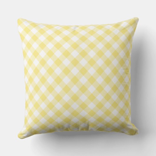 Lemon Yellow Diagonal Karo Gingham Pattern Kissen (Rückseite)