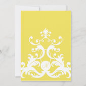 Lemon Yellow Elegant Damask Einladung (Rückseite)