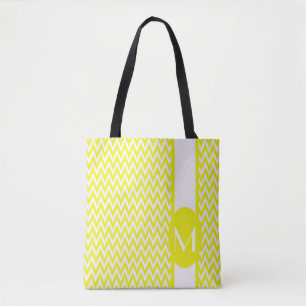 Lemon Yellow Elegantes Zickzack Design mit Monogra Tasche