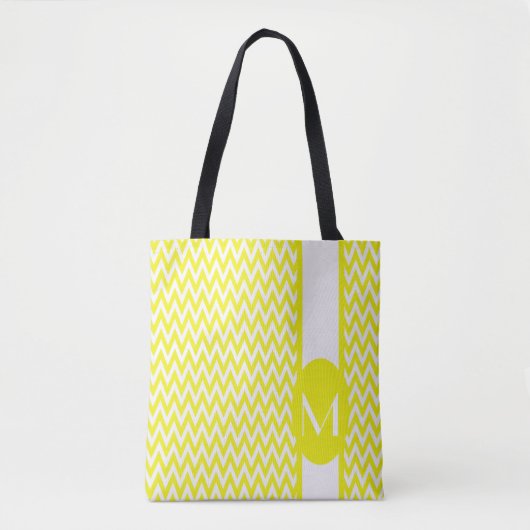 Lemon Yellow Elegantes Zickzack Design mit Monogra Tasche (Vorderseite)