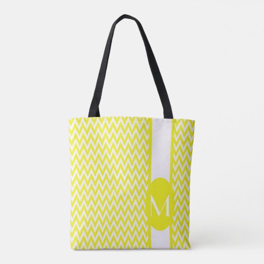 Lemon Yellow Elegantes Zickzack Design mit Monogra Tasche (Rückseite)