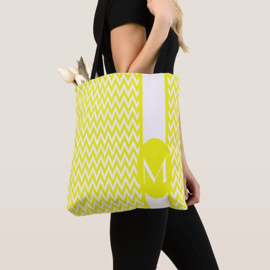 Lemon Yellow Elegantes Zickzack Design mit Monogra Tasche (Von Nahem)