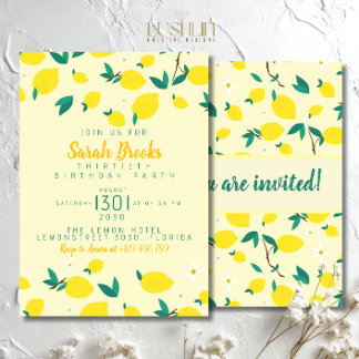 Lemon Yellow Geburtstagsparty Einladung