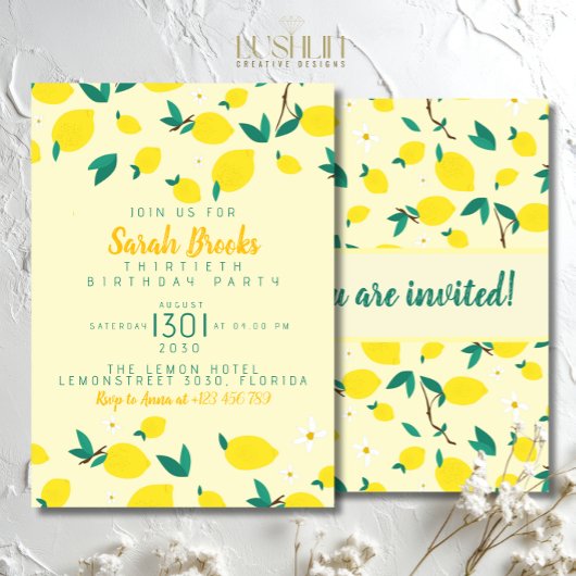 Lemon Yellow Geburtstagsparty Einladung