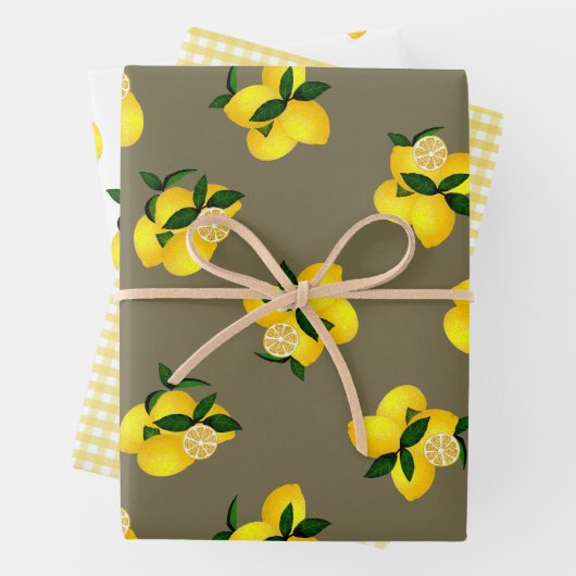 Lemon Yellow Gingham Geschenkpapier Set (Beispiel)